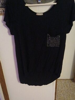 Black Studded Pocket Women’s Top